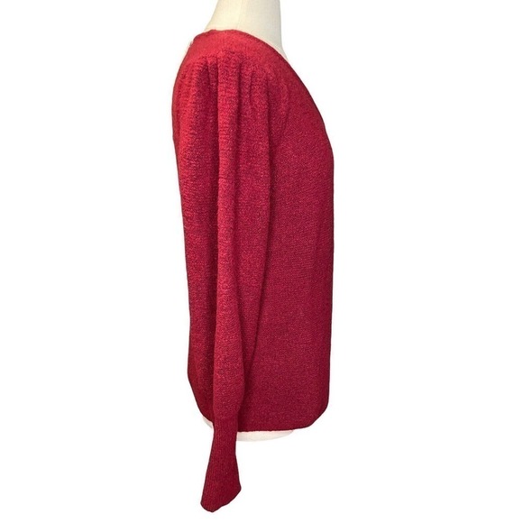 RACHEL PARCELL Beet Red Puff Sleeve Wrap Sweater Size Large - Picture 2 of 10